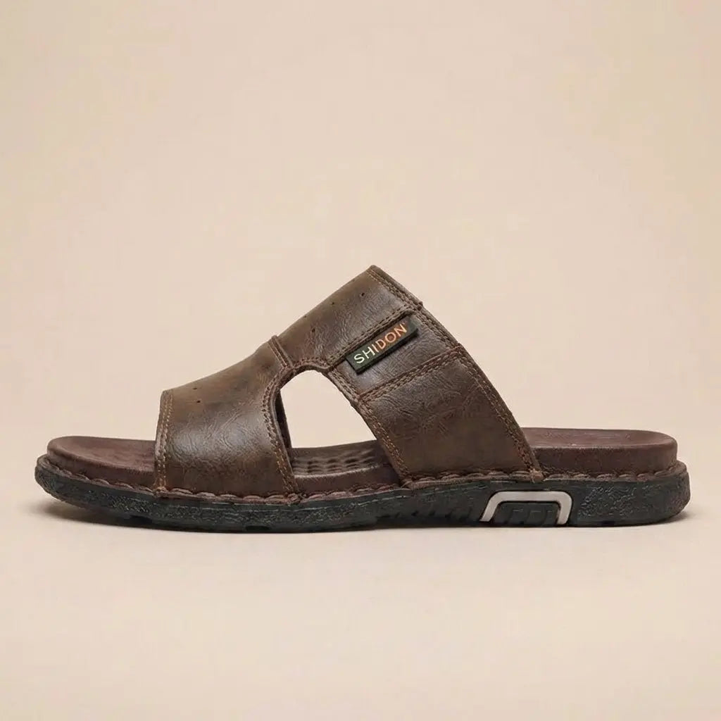 Durable men's wide-fit orthopedic slide sandals, perfect for casual summer comfort & support.