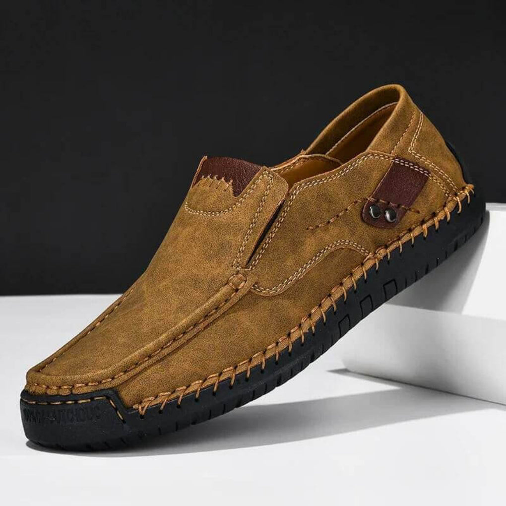 Easy wear men's slip-on casual shoes, offering orthopedic arch support and comfort for daily pain relief.