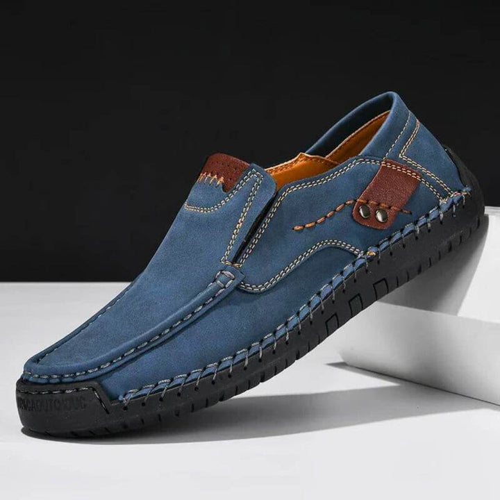 Comfortable men's slip-on orthopedic walking shoes, designed with arch support for stability and foot pain relief.