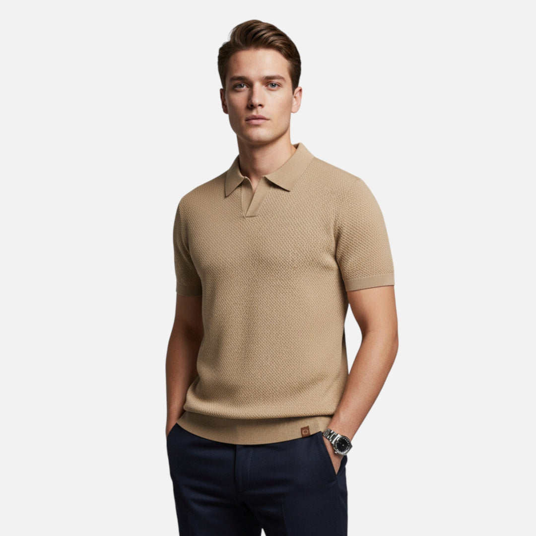 Stylish men's polo shirt with pineapple pattern, comfortable short sleeve top for summer fashion & casual wear.