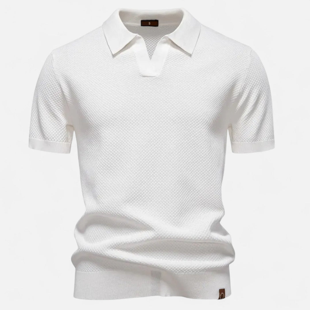 Men's stylish short sleeve polo shirt with all-over pineapple pattern, ideal for summer casual wear & men's polo.