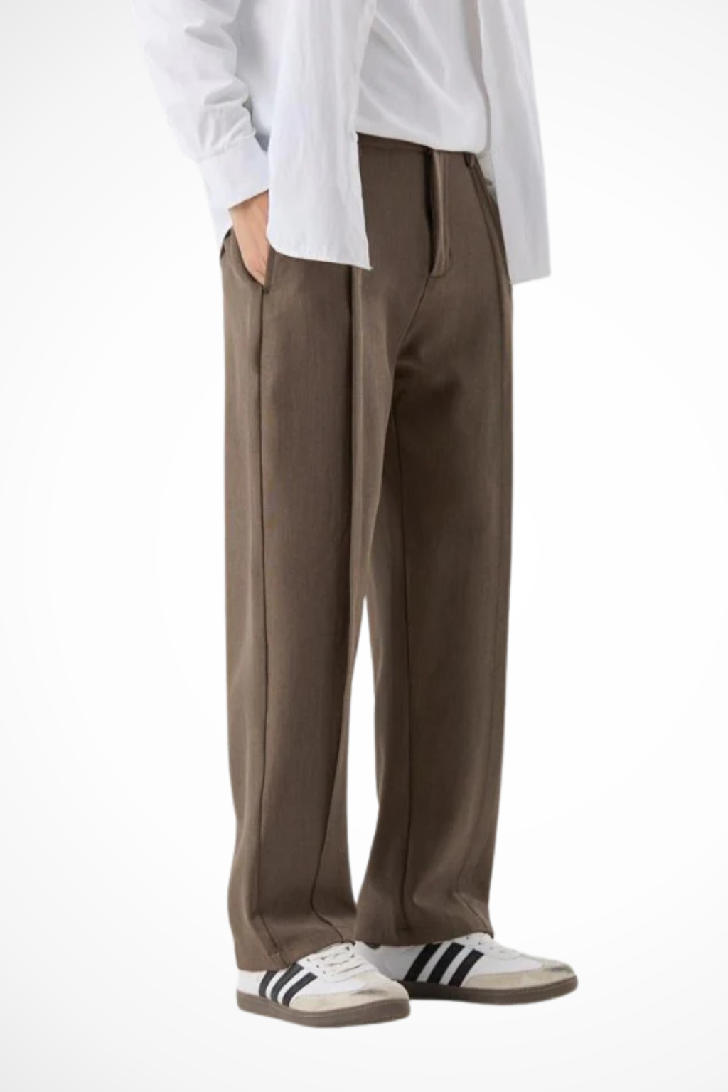Men's Pleated Wide Leg Tailored Trousers in a stylish, comfortable fit for smart casual wear.