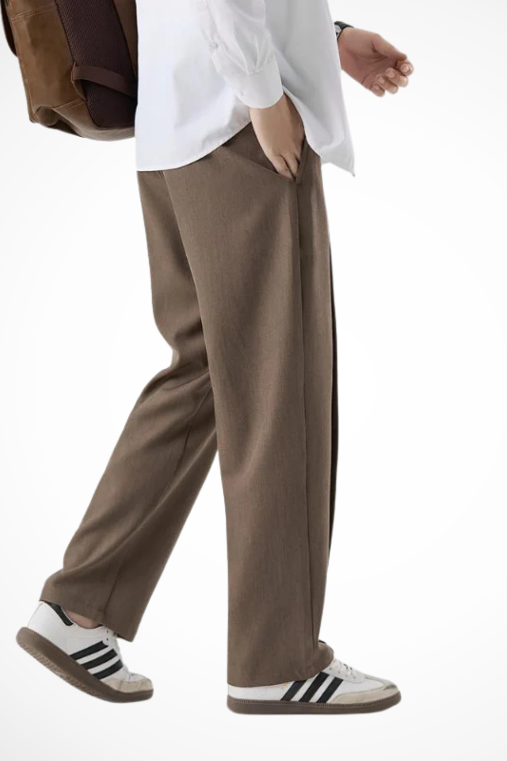 Classic men's tailored trousers with a modern wide leg and elegant pleats, perfect for dressy occasions.