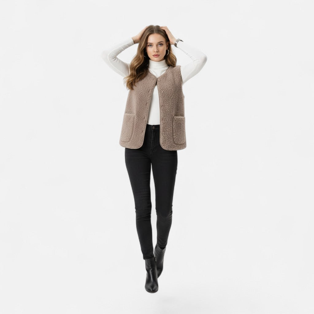 Modern men's sleeveless vest in a plush cashmere blend, offering both style and warmth for seasonal fashion.