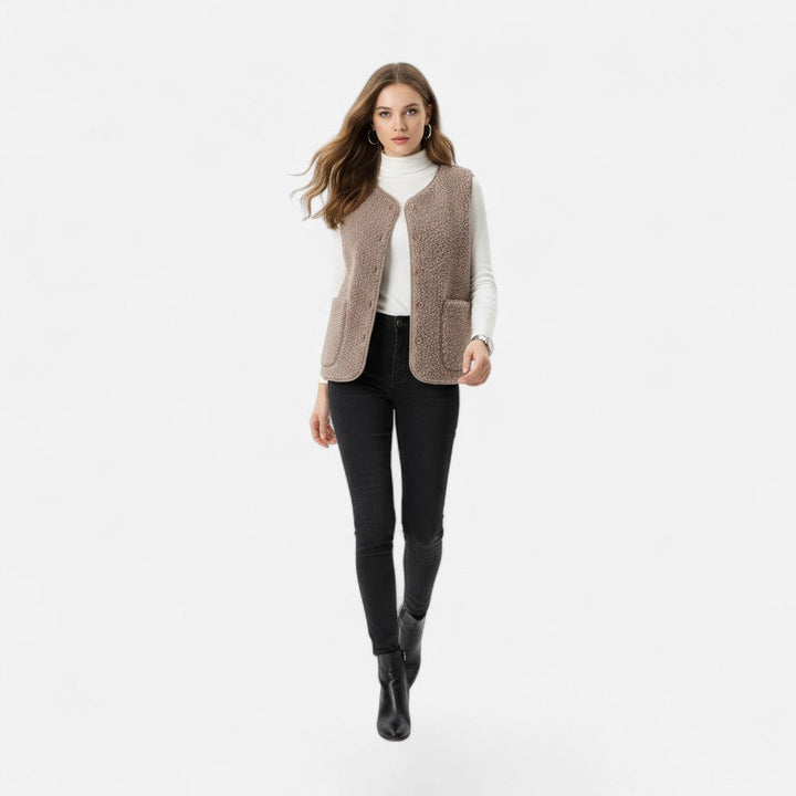 Premium men's knit vest, cashmere-blend, plush texture. Ideal for elegant or casual fall/winter layering.