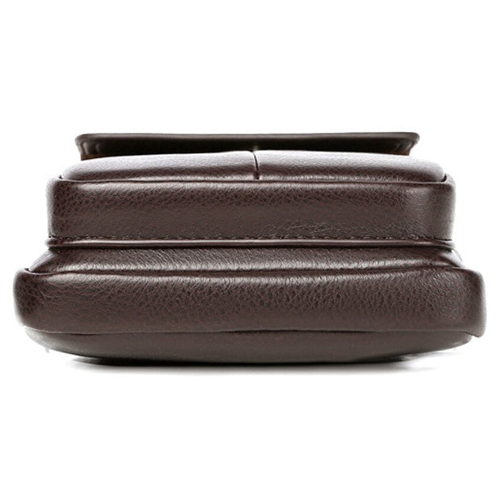 Men's compact PU leather shoulder bag for daily essentials. Brown, stylish & convenient.