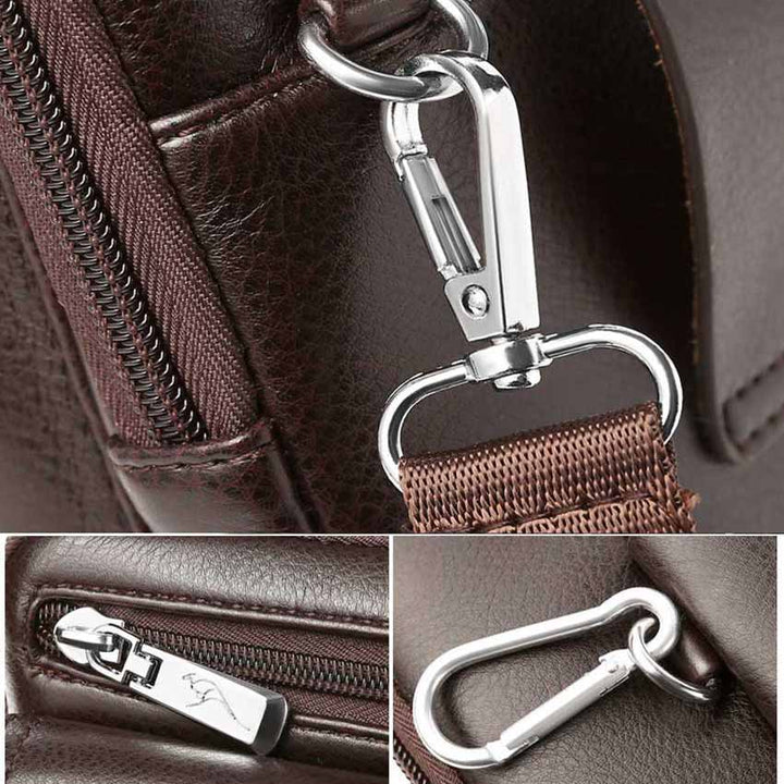 Men's compact PU leather shoulder bag, ideal for daily essentials & hands-free travel.