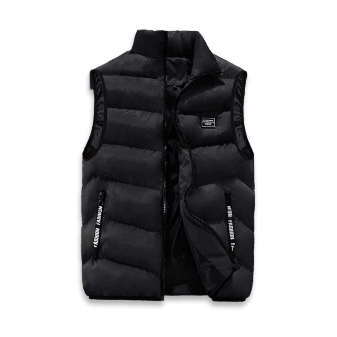 Men's quilted bodywarmer vest with zip pockets, perfect for casual spring/fall layering.