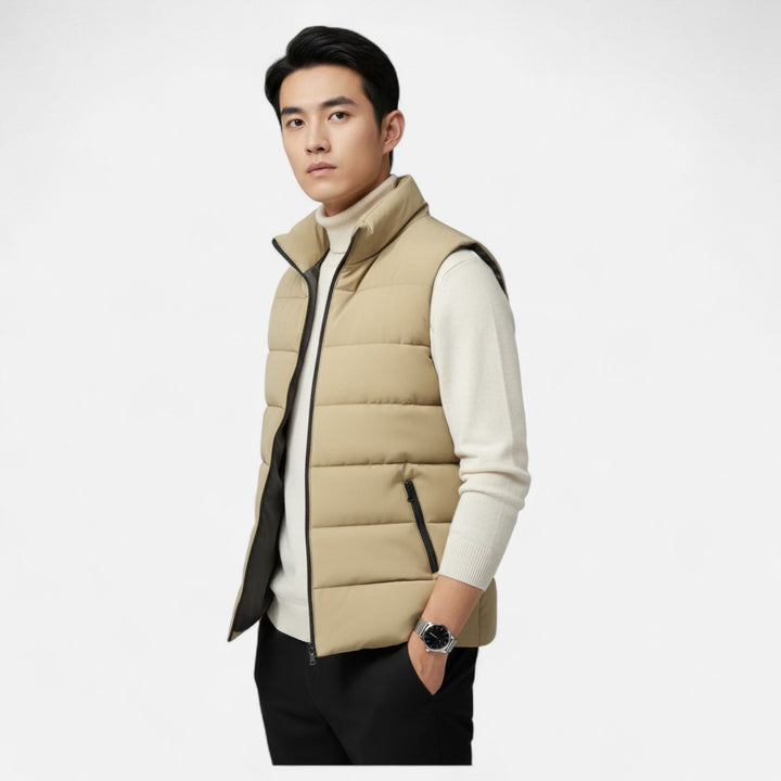 Warm men's quilted gilet, perfect lightweight sleeveless outerwear jacket for cold winter days.