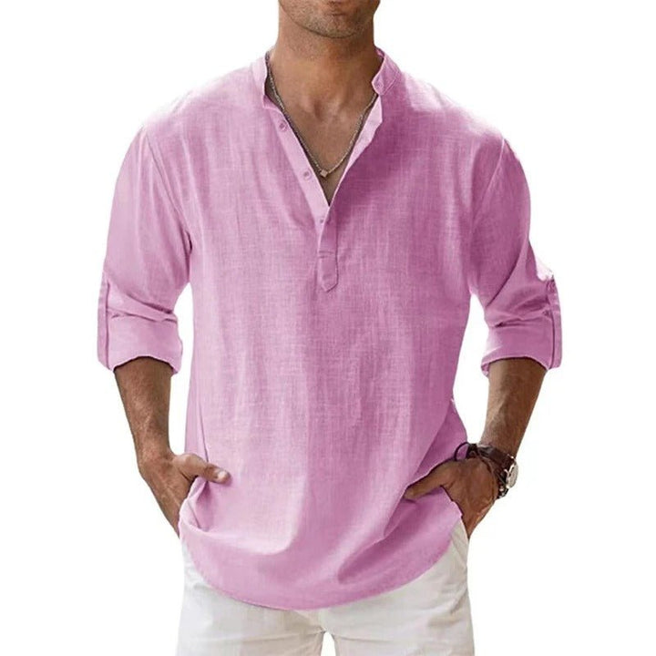 Lightweight & breathable men's long sleeve shirt, relaxed fit for summer comfort. Perfect everyday casual style.
