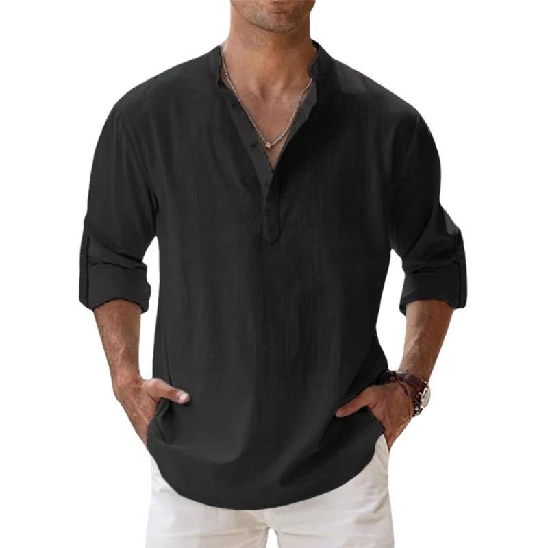Comfortable men's relaxed fit casual shirt, breathable long sleeve. Perfect button-down for everyday summer style.