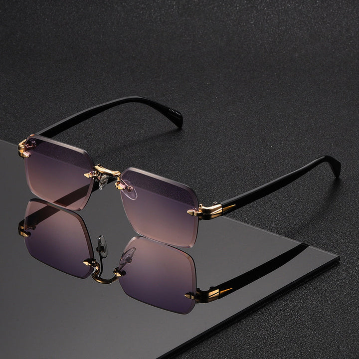 Versatile men's rimless square glasses, providing a comfort fit and elegant gold frame for any occasion.