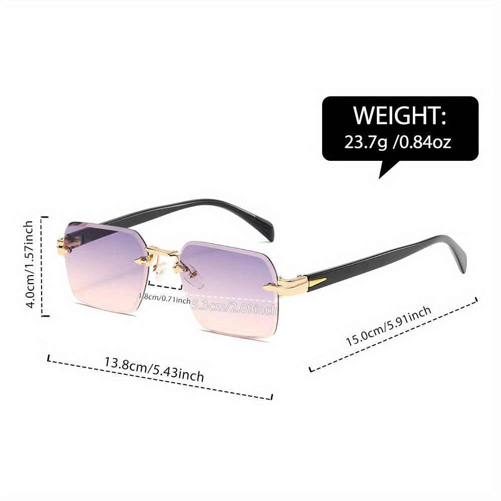 Lightweight men's rimless square glasses, designed for ultimate comfort and daily wear with a sleek gold frame.
