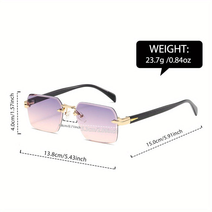 Lightweight men's rimless square glasses, designed for ultimate comfort and daily wear with a sleek gold frame.