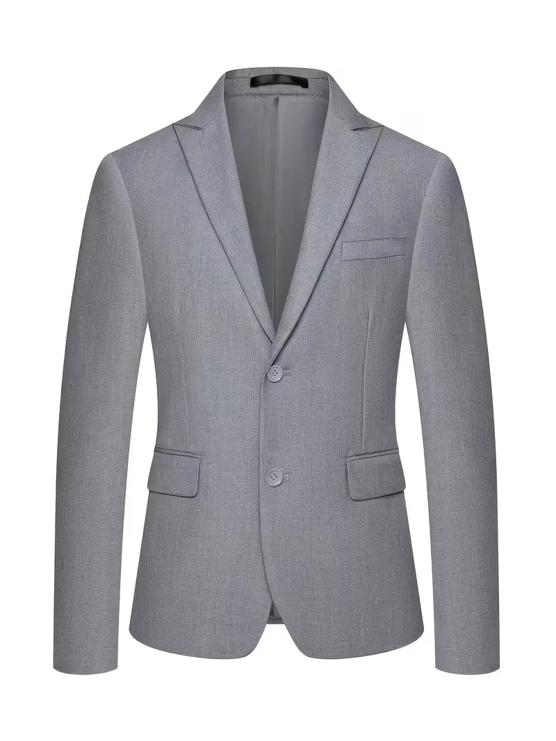 A tailored slim fit double-breasted 3-piece suit for men, featuring a smart, matching waistcoat.