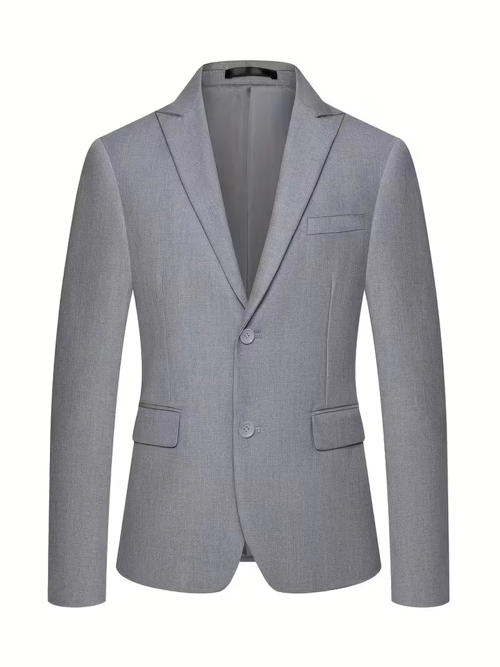 A tailored slim fit double-breasted 3-piece suit for men, featuring a smart, matching waistcoat.