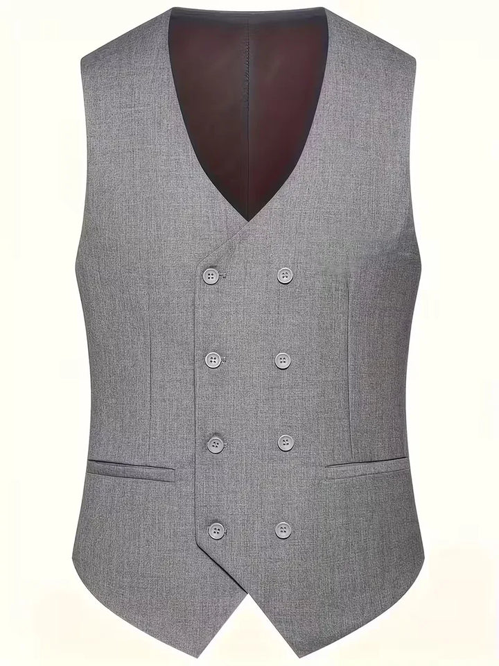 Step out in style with this slim fit double-breasted 3-piece suit for men, complete with waistcoat.