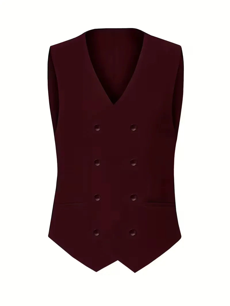 Get ready for any event with this slim fit double-breasted 3-piece suit for men, featuring a waistcoat.