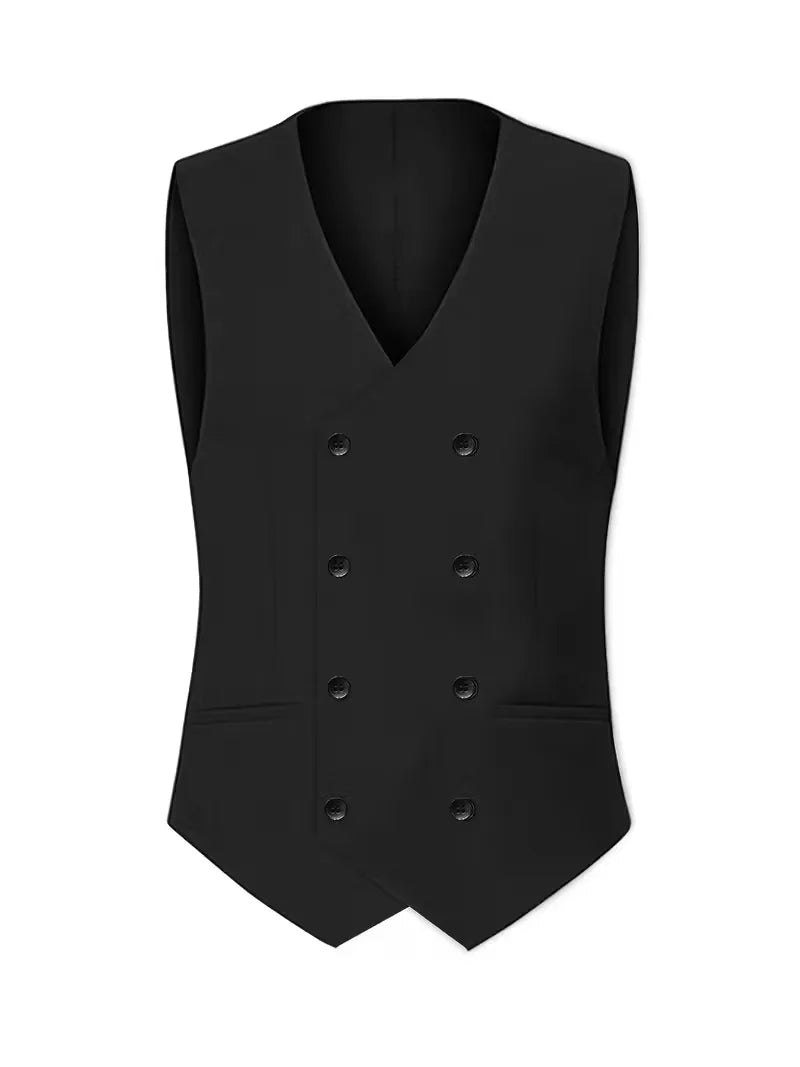 Groom's choice: a handsome slim fit double-breasted 3-piece suit with waistcoat for wedding day.