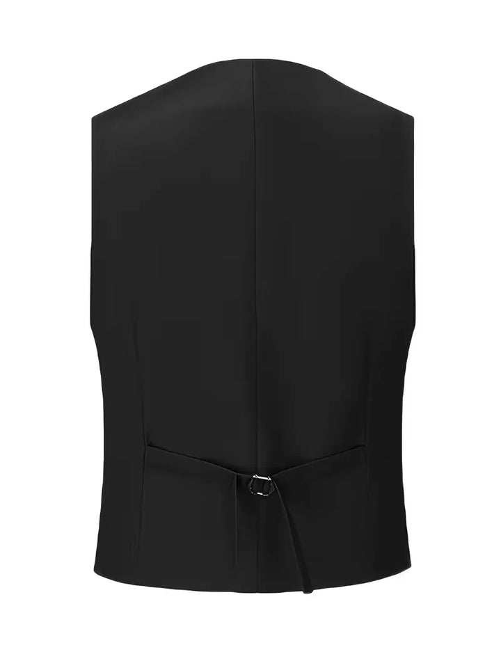 Business attire: men's slim fit double-breasted 3-piece suit with waistcoat, ideal for professionals.