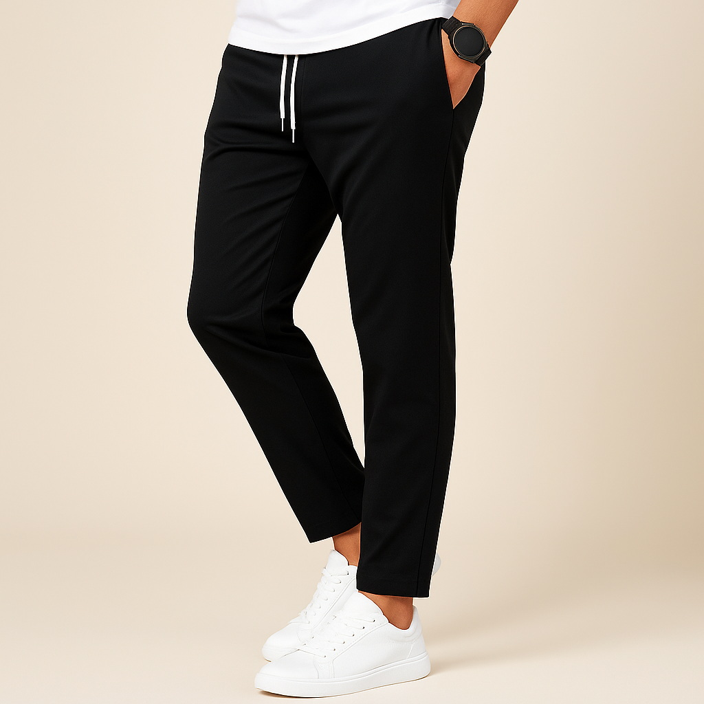 Versatile men's everyday slim fit drawstring pants for all-season comfort and casual modern style.