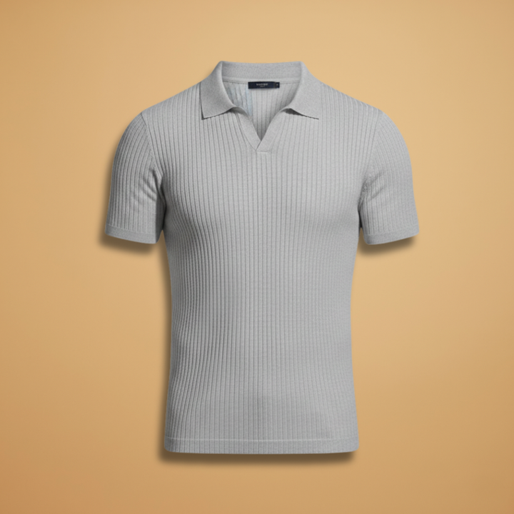 Men's slim fit ribbed polo shirt, short sleeve. Modern style for a polished casual and everyday look.
