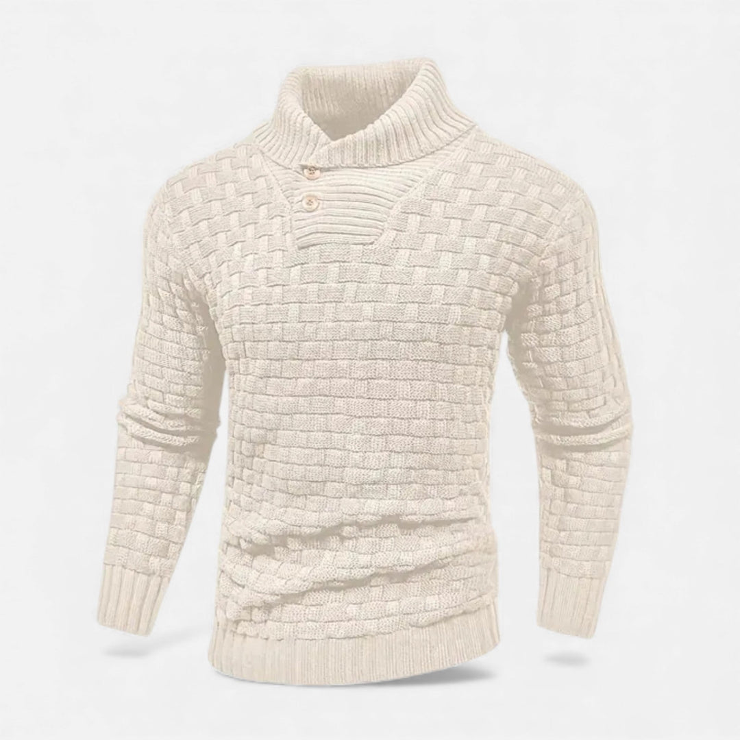 Versatile men's slim fit knit turtleneck sweater, providing classic style and warmth for winter.