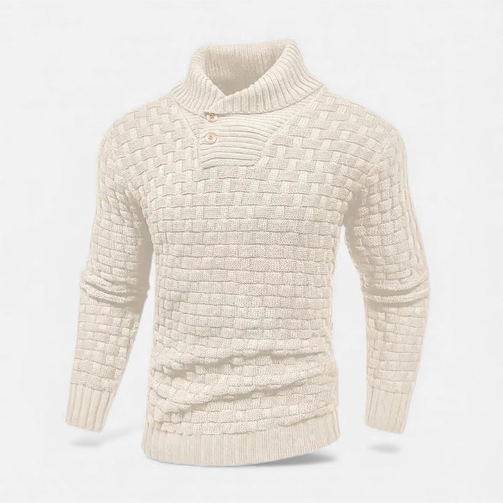 Versatile men's slim fit knit turtleneck sweater, providing classic style and warmth for winter.