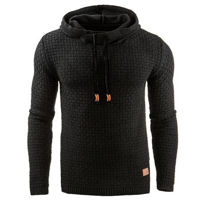 Men's slim fit winter hoodie in gray, perfect for cozy and stylish casual wear. Pullover, long sleeve, textured fabric.