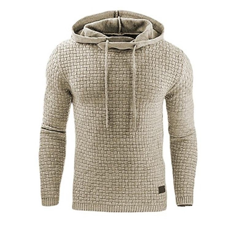 Textured men's slim fit winter hoodie, a warm and stylish long sleeve pullover. Ideal for cozy casual wear and men's fashion.