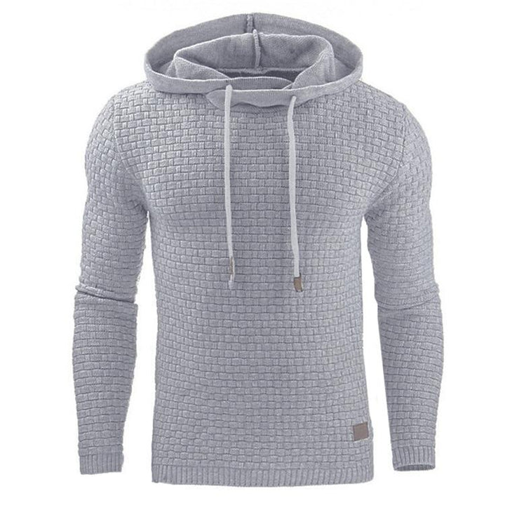 Men's slim fit winter hoodie, a stylish and cozy pullover with long sleeves. Perfect textured casual wear for cold seasons.