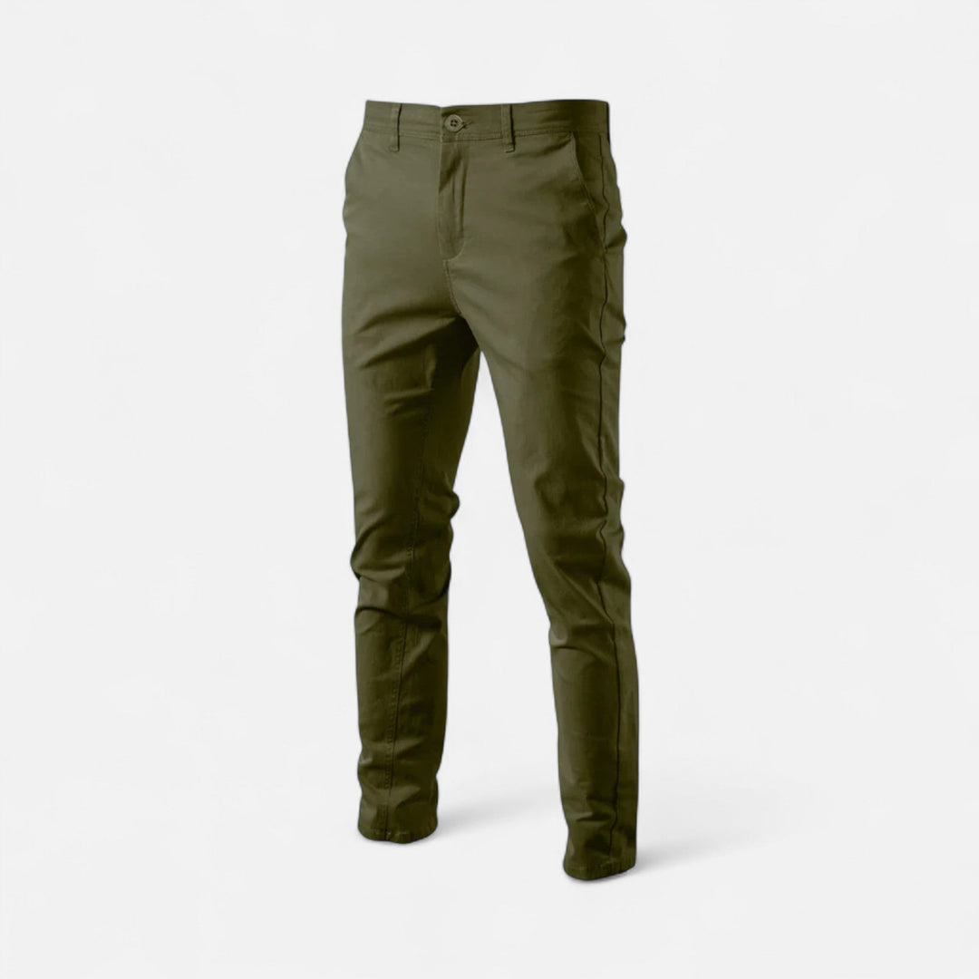 Men's smart casual chinos, tailored for versatile elegance from office to weekend.