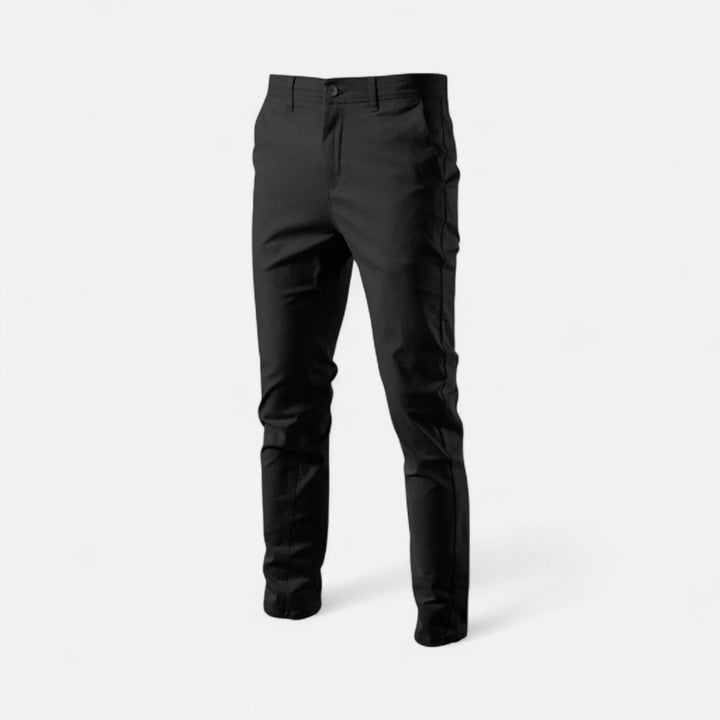 Stylish men's chinos for office wear; a tailored, comfort fit for a smart casual look.