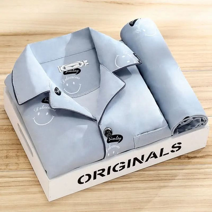 Classic button-up men's sleepwear. Comfortable, soft, and breathable loungewear pajama set.