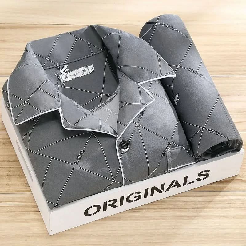 Ultimate comfort: breathable men's pajama set. Soft fabric for relaxation & restful sleep.