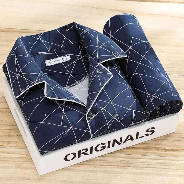 Relax in style with this soft, breathable men's pajama set. Ideal comfortable loungewear.
