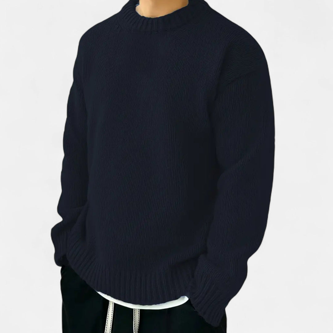 Stylish men's solid crew neck pullover sweater. Cozy and warm for modern fall & winter men's fashion.