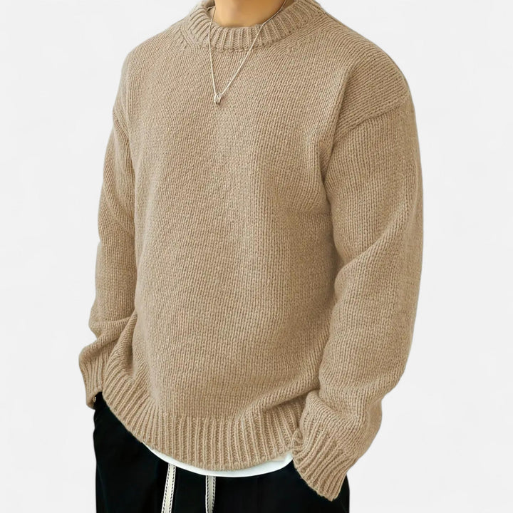 Versatile men's solid crew neck pullover sweater. Excellent for layering in fall & winter men's fashion.