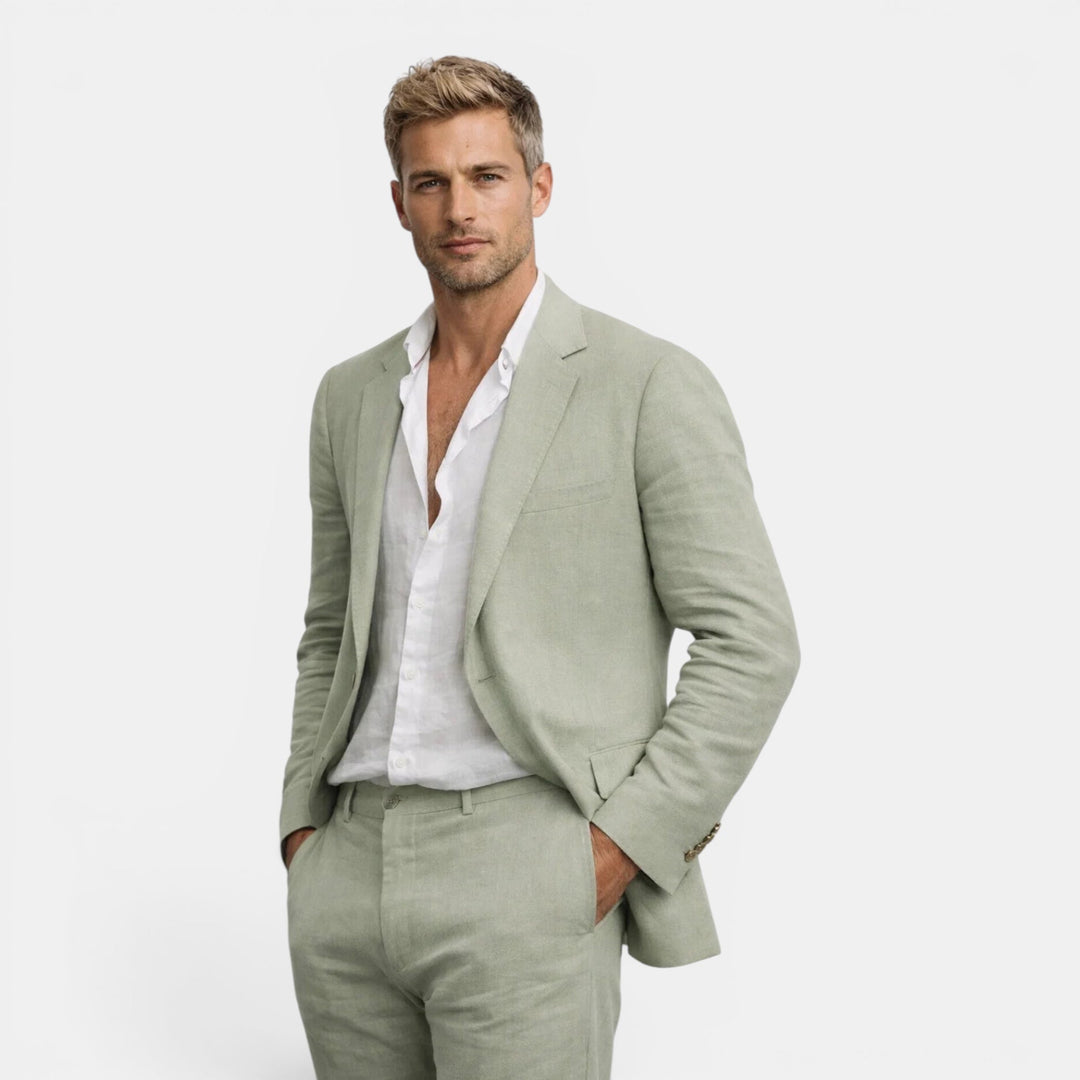 Modern men's tailored suit set, a sophisticated two-piece for business attire, weddings, and formal events.