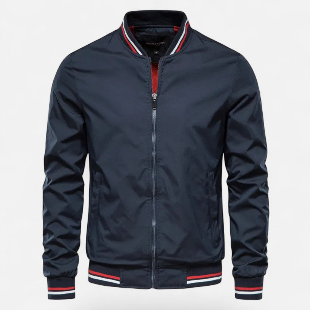 Men's fashion stand-collar non-iron jacket, an essential casual zip-up for everyday wear.
