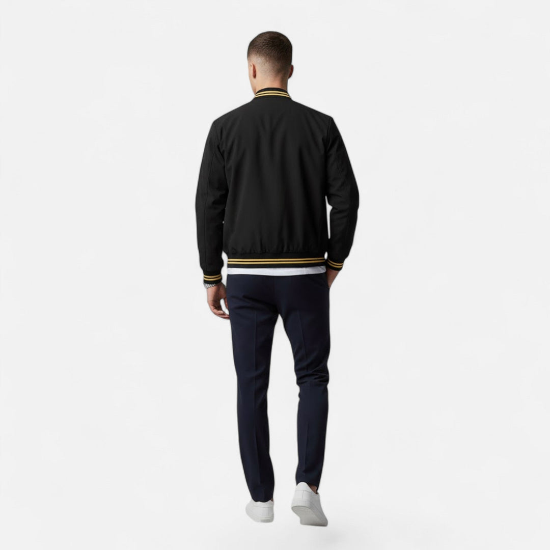 Non-iron men's everyday jacket, a stylish autumn casual jacket featuring a stand collar design.