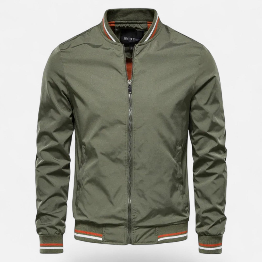 Modern men's stand-collar jacket, lightweight and non-iron, great for casual winter fashion.