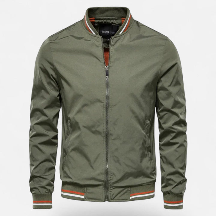 Modern men's stand-collar jacket, lightweight and non-iron, great for casual winter fashion.