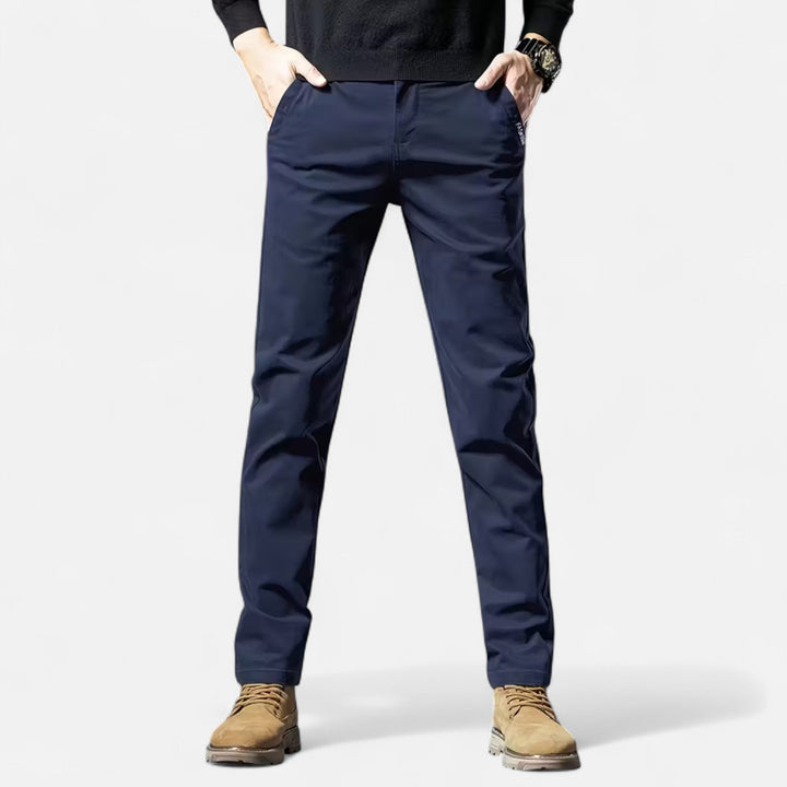 Classic black men's straight-leg tailored trousers. Essential for formal wear, business fashion & smart casual style.
