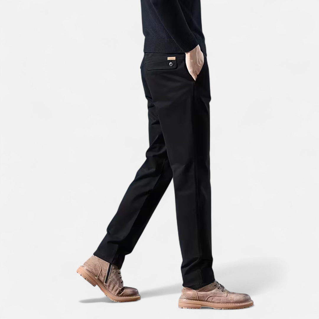 Navy men's straight-leg tailored trousers. Versatile menswear for formal, business, & smart casual looks.