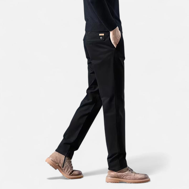 Navy men's straight-leg tailored trousers. Versatile menswear for formal, business, & smart casual looks.