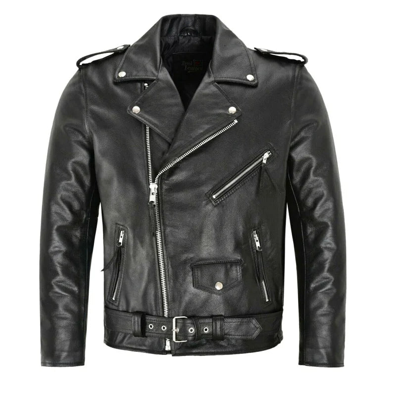 Men's stylish black bomber jacket with belted hem and practical zippered pockets for a modern look. Elegant outerwear.