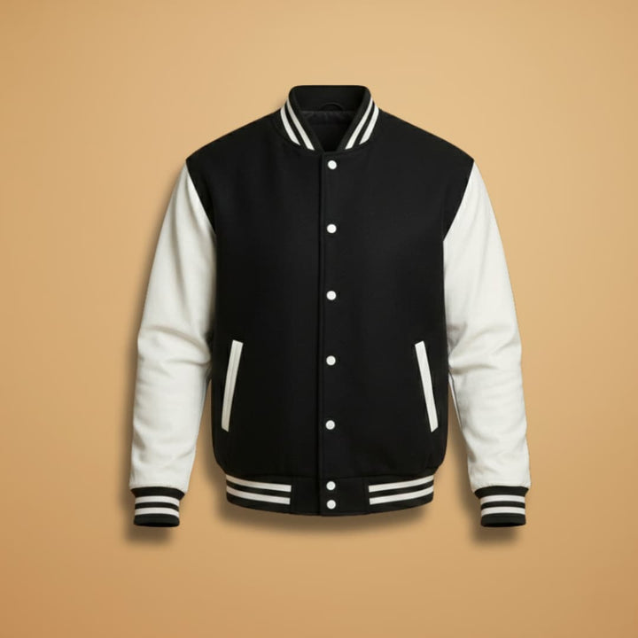 Men's stylish bomber jacket with snap closure, ribbed cuffs, and practical pockets, perfect for casual outerwear.