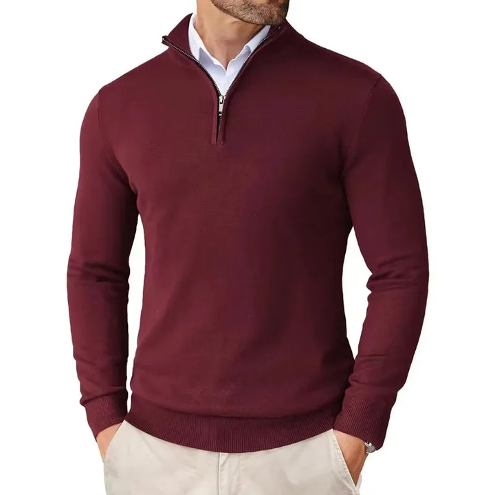 Effortless style with this men's quarter-zip sweater, a versatile long sleeve pullover for work or weekend.