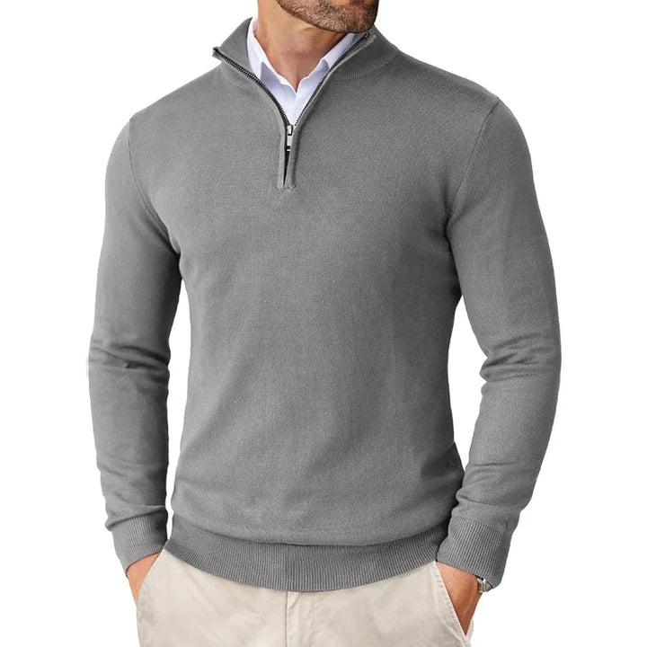 Men's comfortable and stylish quarter-zip sweater, a versatile long sleeve pullover for effortless layering.